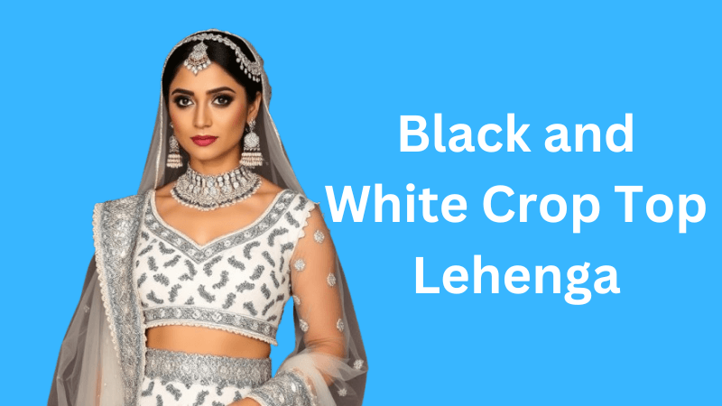black and white crop top lehenga